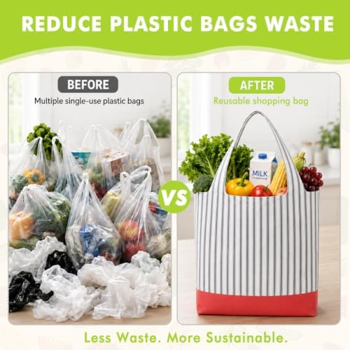 TOGETRUE Reusable Grocery Bags, Foldable Shopping Bag, Bulk Packable Tote