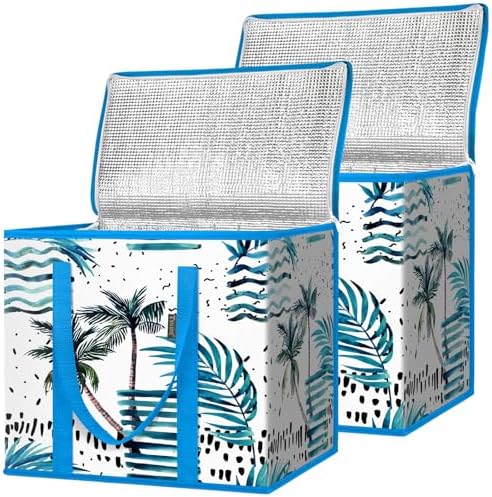 BALEINE Insulated Reusable Grocery Bags with Zippered Top, Large Cooler Bag
