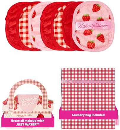 The Original MakeUp Eraser 7-Day Set, Erase All Makeup With Just Water, Including Waterproof Mascara, Eyeliner, Foundation, Lipstick, Sunscreen, and More! Strawberry Fields, 7ct.
