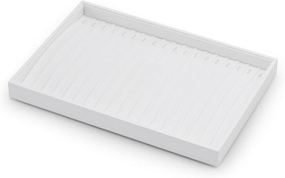 White PU Leather Jewelry Display Tray for Long Chain Pendant Necklace Organizer Display Showcase Jewelry Storage Tray