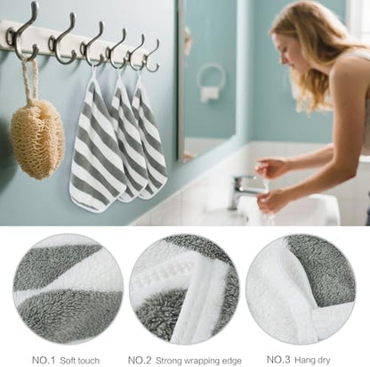 Microfiber Facial Cloths Fast Drying Washcloth 12x12inch Stripes 6 pack