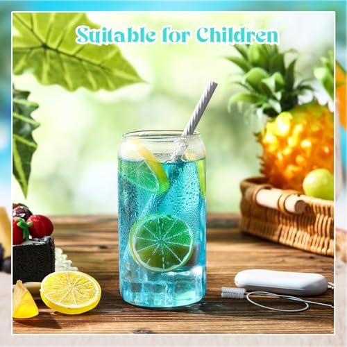 Meanplan 4 Sets Reusable Straws Travel Case Brush Silicone,Gray