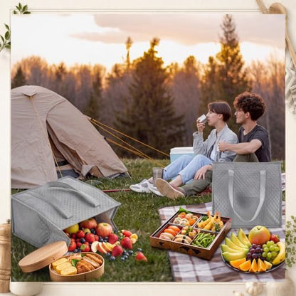10 Pack 10 Pack Large Insulated Grocery Bag Zippered, Light Gray
