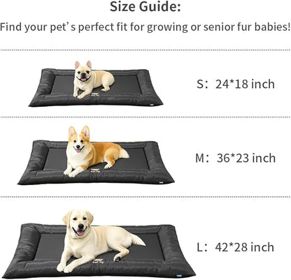 SOMAHE Dog Bed for Dog Crate Oxford Puppy Crate Pad Waterproof Pet Beds Outdoor Cage Mat Easy Rinse Black 36×23×3 Inch
