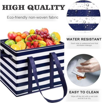 Reusable Grocery Bags 4 Pack, Foldable & Water Resistant Shopping Bags