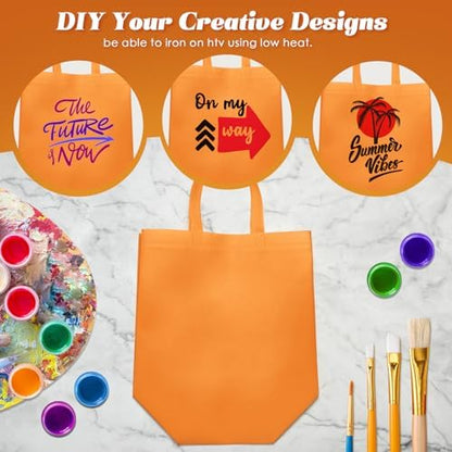 Reginary 100 PCS Non Woven Tote Bags Bulk,Orange