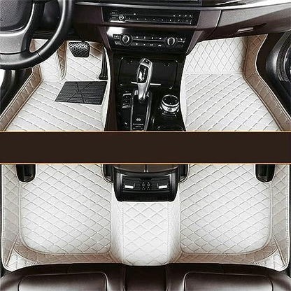 Custom Making Car Floor Mats Compatible for 2000-2025 All Mode Sedan SUV Sports Car Full Coverage Cute Pads Protection Non-Slip Leather Floor Liners (White)
