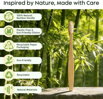 10 Pack Bamboo Toothbrushes Kit, Disposable Travel Toothbrushes with Toothpaste (6g), Individually Wrapped Guest Dental Kit for Hotel Amenities, Airbnb Hosts, Travel & Camping