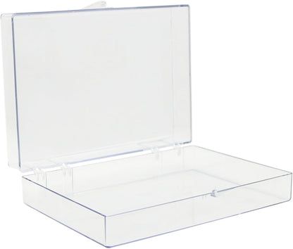 4-Pack Clear Hinged Plastic Containers, Keepsake Storage Boxes, 7"L x 5"W x 1.75"H, Made in USA, Plastic Display Case, Bead Storage or Craft Organizers and Storage Container