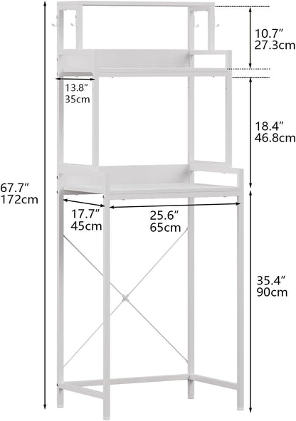 3-Tier Kitchen Bakers Rack with Adjustable Shelves, Freestanding Kitchen Microwave Stand with Storage, Split Design Coffee Bar Shelf for Home Office (White, 25.6")