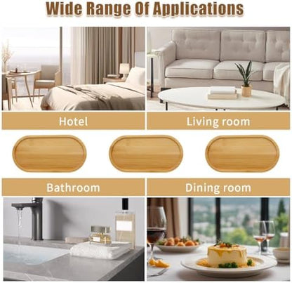 6Pcs Bamboo Tray for Bathroom, Small Wooden Trays Decorative for Candle