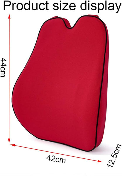 Car Lumbar Support Back Cushion Memory Foam Universal Fit Major Car Seat with Back Pain Relief for Car Office Home 1PCS Red