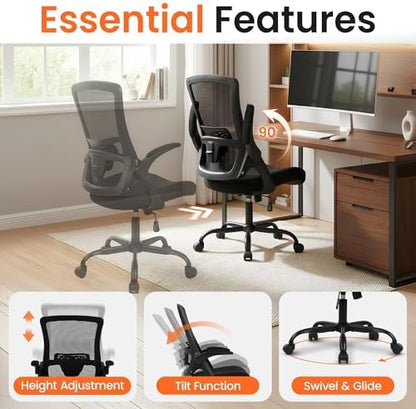 NEO CHAIR Office Desk Mesh Chair with Adjustable Ergonomic Lumbar, Black