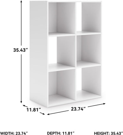 Signature Design by Ashley Onita Modern 3-Tier Floor Standing 6 Cube Organizer for Living Room, Wood, Works with 10.5 W x 10.5 D x 11 H Storage Bin (Sold Separately), White