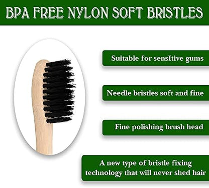 Virgin Forest Bamboo Toothbrushes 10pk, Soft BPA Free Biodegradable