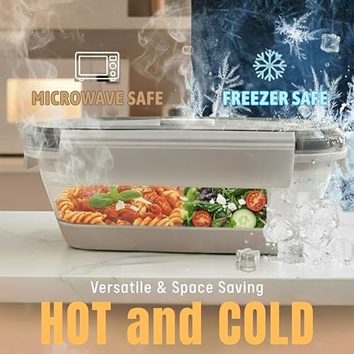 A MILLI Collapsible Food Storage Containers with Lids, 2 Pack Large Silicone Bowls 27oz & 40oz, Leakproof Airtight Foldable Lunch Box, BPA Free Microwave Freezer Dishwasher Safe, Camping RV Meal Prep