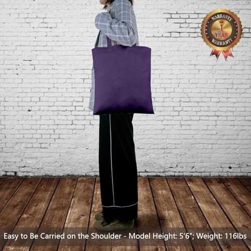 TOPDesign 6-Pack Economical 16"x15" Deep Purple Cotton Tote Bags, Lightweight Medium Reusable Grocery Shopping Cloth Bags, Suitable for DIY, Advertising, Promotion, Gift, Activity