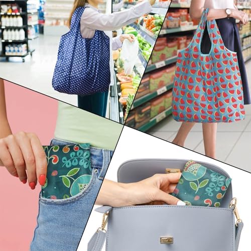 Tote Bag, 4 Pack 50Lbs Reusable Grocery Bags Gift For Women, Bulk Foldable Shopping Totes With Handles, Stylish Large Boho Tote Bags, Portable Market Cloth Storage Bags, Lightweight Heavy Duty
