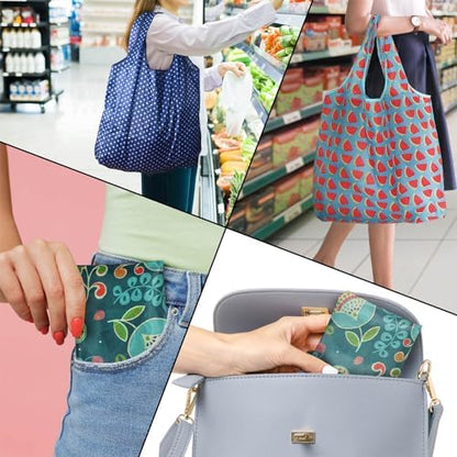 Tote Bag, 4 Pack 50Lbs Reusable Grocery Bags Gift For Women, Bulk Foldable Shopping Totes With Handles, Stylish Large Boho Tote Bags, Portable Market Cloth Storage Bags, Lightweight Heavy Duty