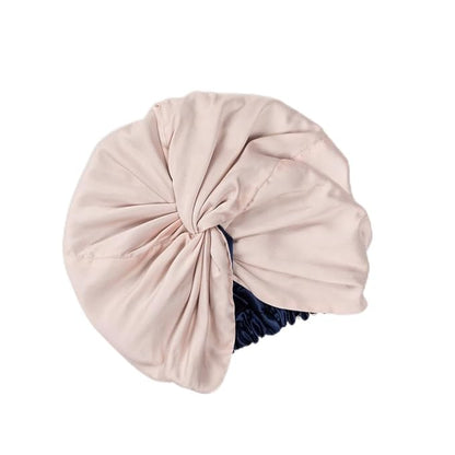 Essentials by Clementine Organic Hair Bonnet in Champagne Sunset | Silver Ion Silk Lined Bamboo Sleep Cap for Frizz-Free, Curly Hair, and Scalp Health