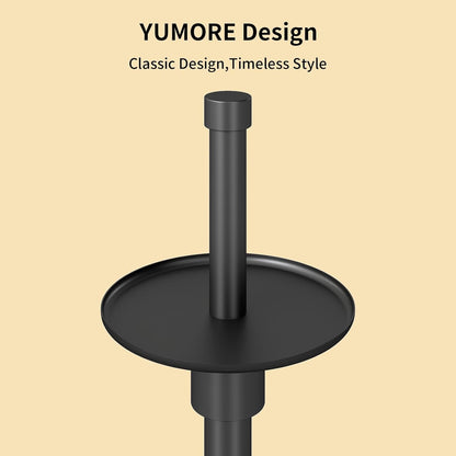 YUMORE Freestanding Toilet Paper Holder, Matte Black/Floor Standing Weighted Base Toilet Paper Holder Stand