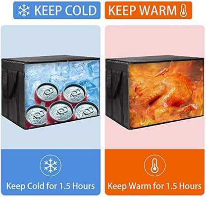 Insulated Food Delivery Bag, XXXL Grocery Cooler Bags, Black, 3-Pack