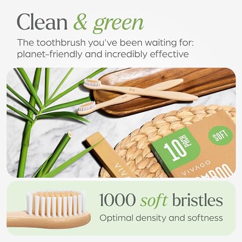 VIVAGO Bamboo Toothbrushes 30 Pack - Soft Bristles Toothbrushes for Adults