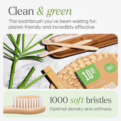 VIVAGO Bamboo Toothbrushes 30 Pack - Soft Bristles Toothbrushes for Adults