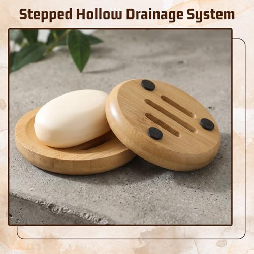 Ymapinc 2PCS Bamboo Soap Holder for Bathroom