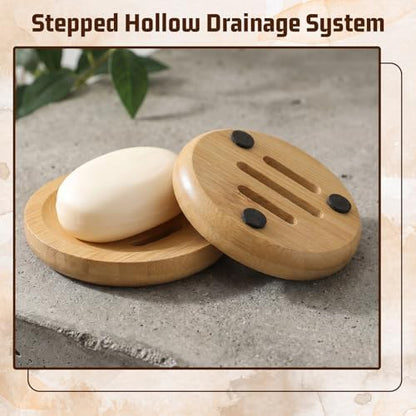 Ymapinc 2PCS Bamboo Soap Holder for Bathroom