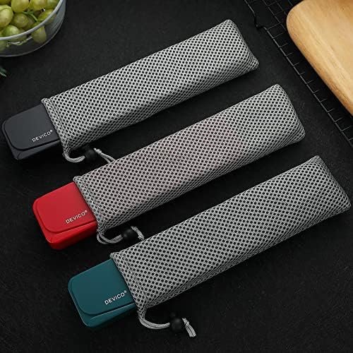 DEVICO Travel Utensils with Case, 4Pcs Portable Silverware Set for Work, 18/8 Stainless Steel Reusable Cutlery, Korean Spoon and Chopsticks Fork for Camping, School, Lunch Box Accessories (Dark Green)