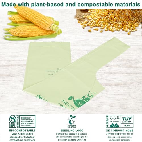 HECTOLIFE 1.6 Gallon 300 Count Compostable Bags Handle Tie