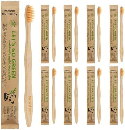 100 Pack Bamboo Toothbrushes Bulk, Individually Wrapped, BPA Free Soft Bristles Toothbrush for Adults, ECO Friendly Toothbrushes for Home Hotel Trips Travel Disposable Toothbrsuh (Primals Toothbrush)