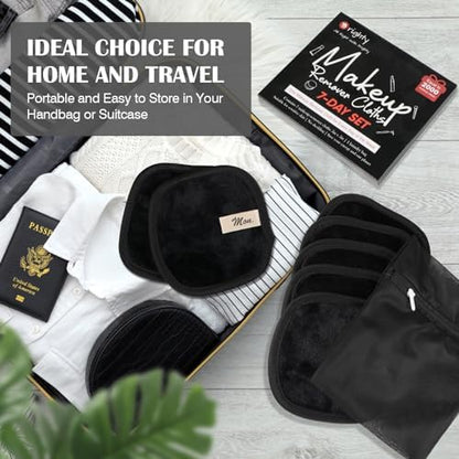 Orighty Makeup Remover Cloths 7-Day Set, Black Makeup Remover Pads