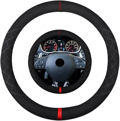 Suede Steering Wheel Cover,Compatible with Mitsubishi Eclipse Lancer Outlander Mirage Outlander Sport SuedeSport Non-Slip Wheel Cover Car Interior Accessories 15 inch for Man and Women