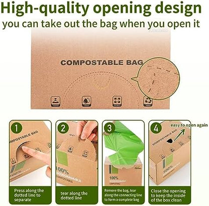 Compost Bags 13 Gallon, 50Liter Extra Thick 1.1 Mils Compostable Food scrap waste bags with US BPI ASTM D6400 and Europe OK Compost Home Certified