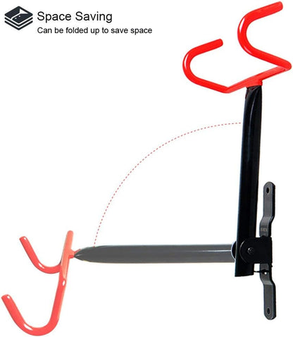 Dirza Bike Wall Mount Bike Hanger 2 Pack Foldable Bicycle Storage Horizontal Bike Rack Bike Hook for Garage Indoor Shed with Screws