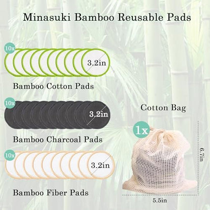 Reusable Makeup Remover Pads, 30 Packs Reusable Cotton Rounds