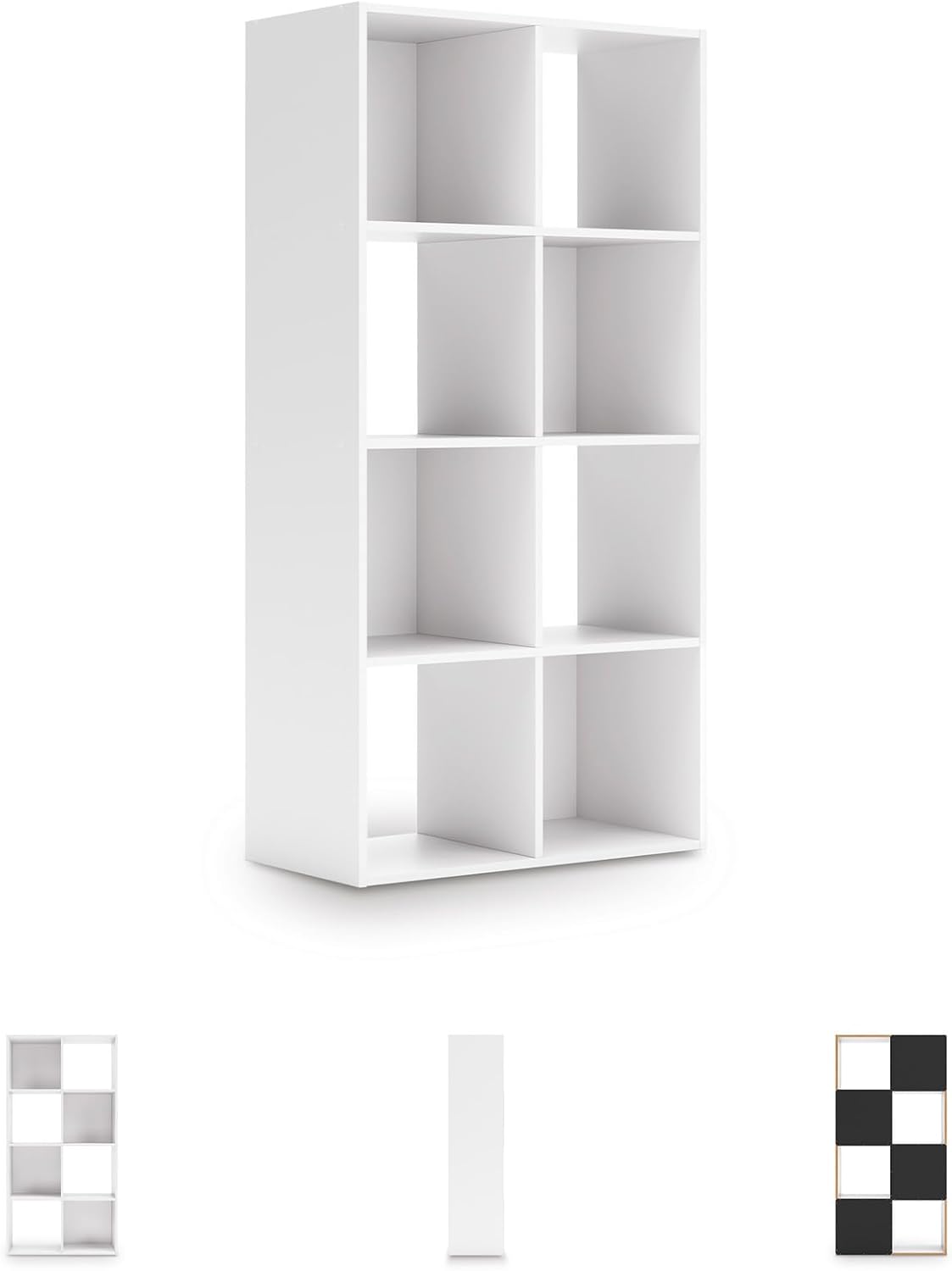 Signature Design by Ashley Onita Contemporary 8 Cube Organizer for Storage, Fits 10.5" by 10.5" by 11" H Storage Bins, Wood, 47.05" Tall, White Finish