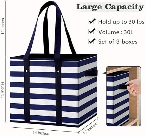 Reusable Grocery Bags 4 Pack, Foldable & Water Resistant Shopping Bags