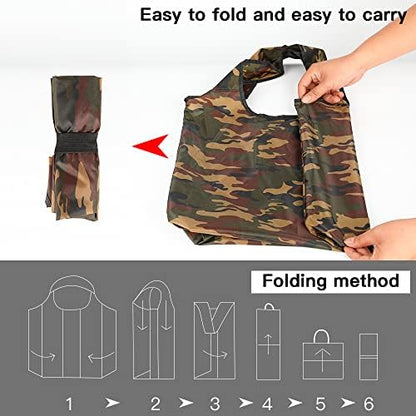 Aricsen 15x4.5x15 Inch Camo Reusable Shopping Bags with Handles, 20 Pack