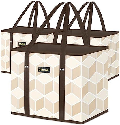 BALEINE 3PK Reusable Grocery Bags, Heavy Duty Shopping Tote Bag