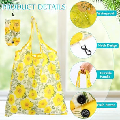 Paterr 46 Pcs Foldable Reusable Grocery Bags Bulk Machine Washable Waterproof Shopping Bags Packable Grocery Tote Pouches