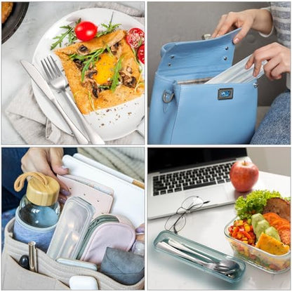Yinkin 4 Pack Travel Silverware Set with Case for Lunch,Orange