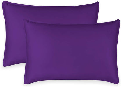 King Pillowcases by Pure Bamboo, Genuine 100% Organic Viscose Derived from Bamboo, Luxuriously Soft & Cooling, Double Stitching, Envelope Closure (2 King Pillowcases, Purple)