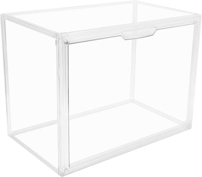 Clear Stackable Plastic Storage Bins with Magnetic Lid, Dustproof Book & Cosmetic Display Cases, Large Figures Collectibles Showcase, Shoe Box, Protection Organizer (Clear-L-1 Pack)