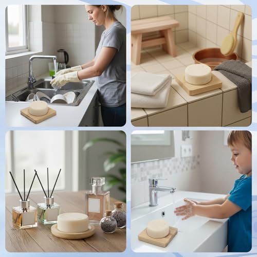 20Pcs Bamboo Soap Dishe 3 Inch Wooden Soap Tray Soap Holder Bar Soap Holder