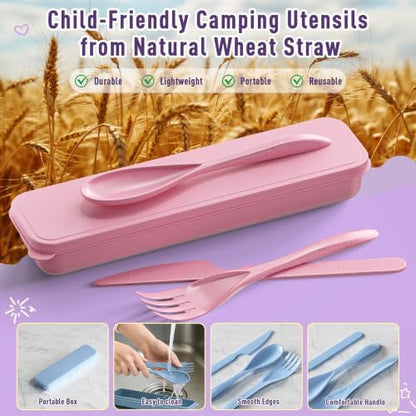 Quatish 6 Sets Travel Utensils Set with Case,Camping Utensils Multicolor