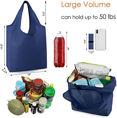 BeeGreen 12 Pack Bulk Reusable Grocery Bags Multicolor Durable Machine Washable Grocery Bags for Shopping X-Large 50LBS Heavy Duty Folding Reusable Bags Totes with Zipper Storage Bag
