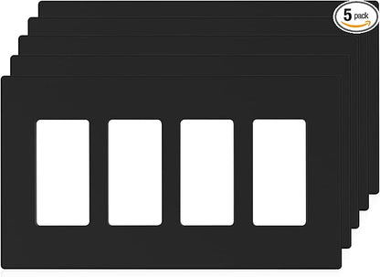 ELEGRP 4-Gang Screwless Decorative Wall Plates, Mid-Size Unbreakable